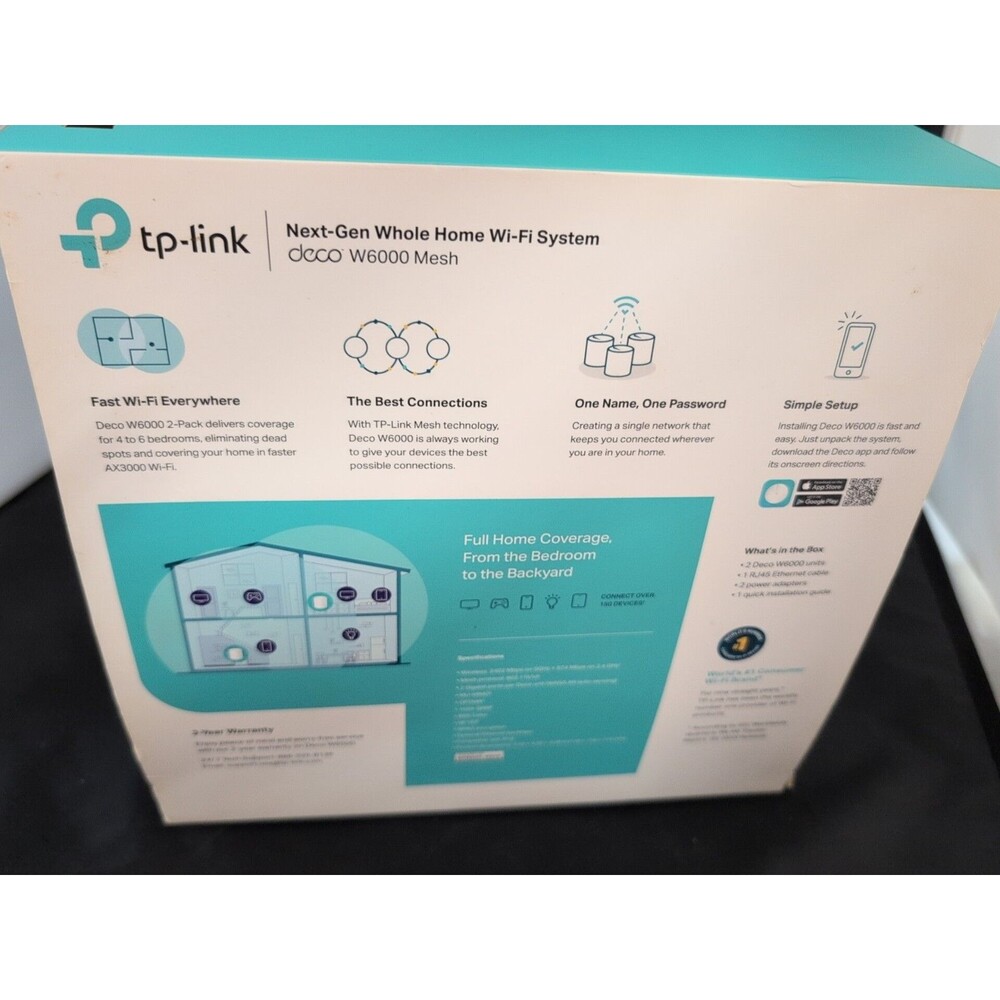 TP-Link Wi-Fi 6 AX3000 Mesh Router System | Deco W6000(2-pack) Opened Box - Picture 3 of 6